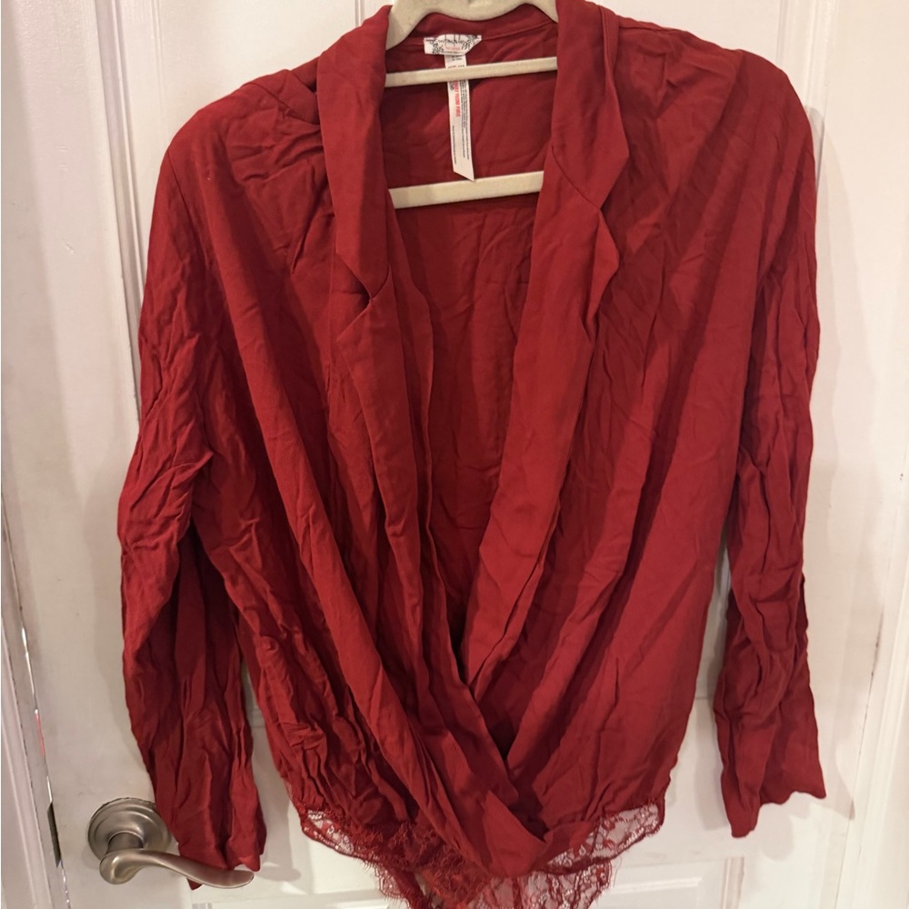 Free People Deep Red Bodysuit